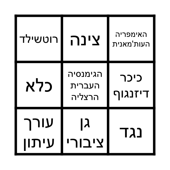 מאיר דיזנגוף Bingo Card