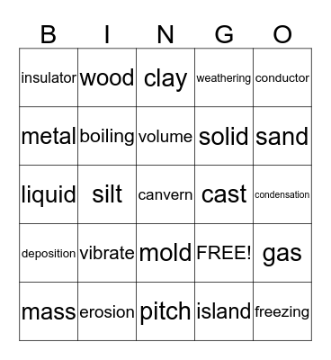 SCIENCE BINGO Card