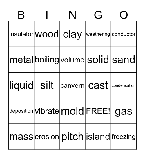 SCIENCE BINGO Card