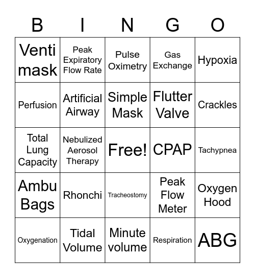 O2 Bingo Card