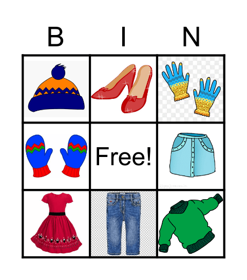 The clothes Bingo Card