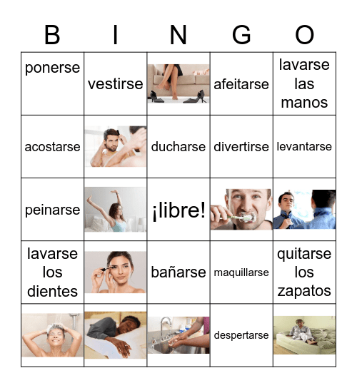 Verbos reflexivos Bingo Card