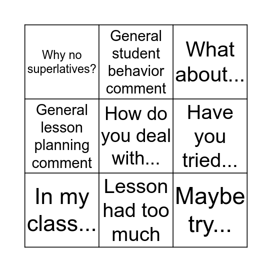 observation class bingo! Bingo Card
