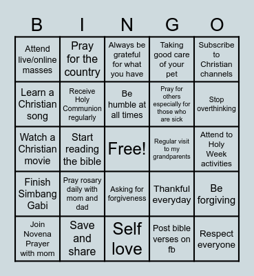 Christian Bingo Card Bingo Card