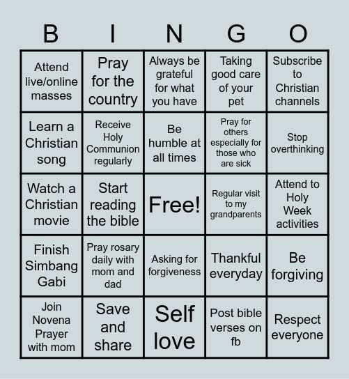 Christian Bingo Card Bingo Card