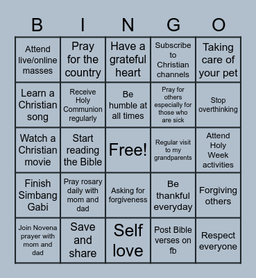 Christian Bingo Card Bingo Card