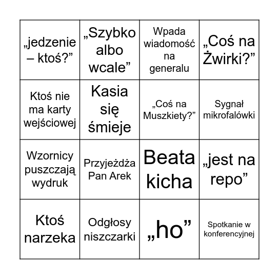 Grzybkowe bingo Card