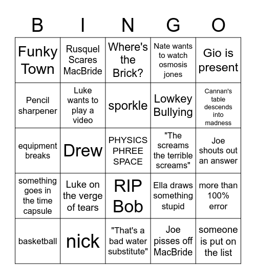 COLLEGE PHYSICS BINGO Card