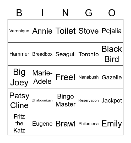 The Rez Sisters Bingo Card