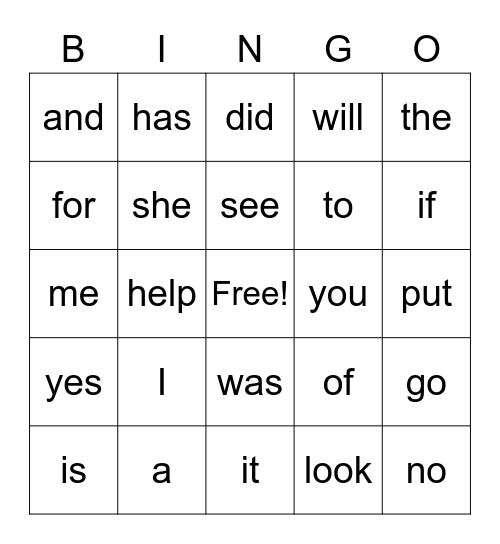 Red Word Bingo Card