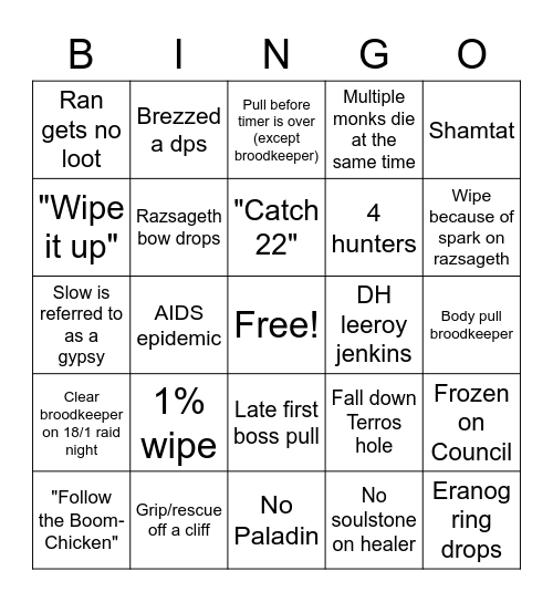 Vault of the Incarnates Bingo Card