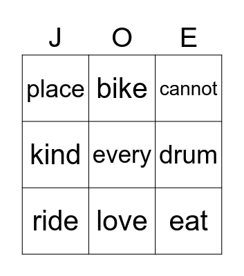 How Joe and Bear and Sam the Mouse got together Bingo Card