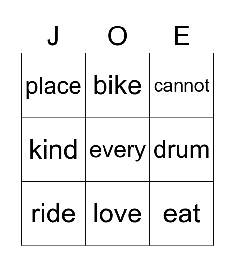 How Joe and Bear and Sam the Mouse got together Bingo Card