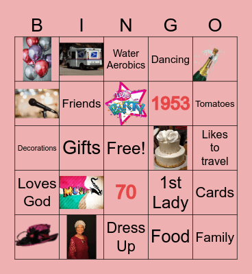 Doris' 70th Birthday Party Bingo Card