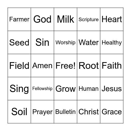 Amen Card Bingo Card