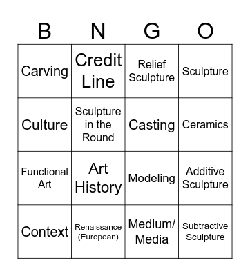 Art Timeline Bingo Card