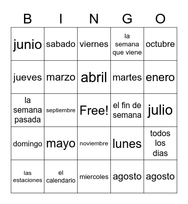 El Calendario Bingo Card