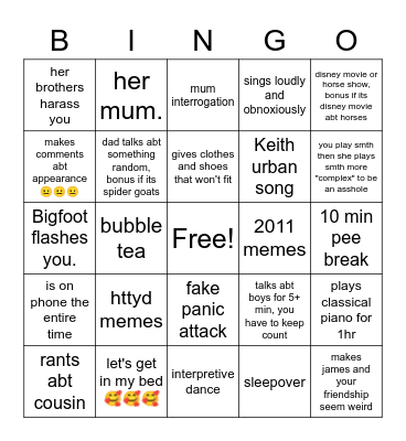 ella tmr Bingo Card