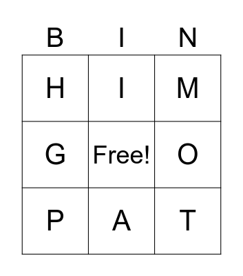 Jolly Phonics Bingo Card