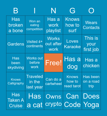 Team Building Bingo Card