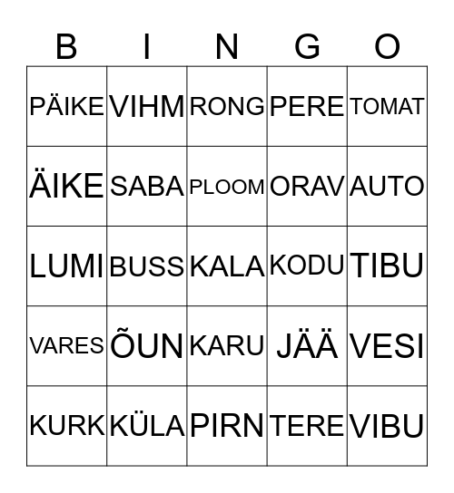 LUGEMISE BINGO Card