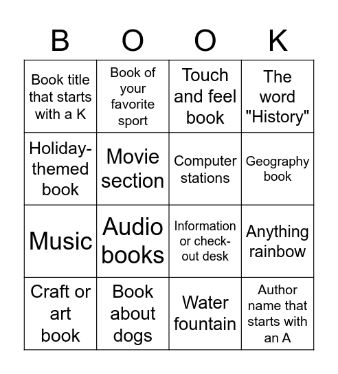 Library Bingo Card