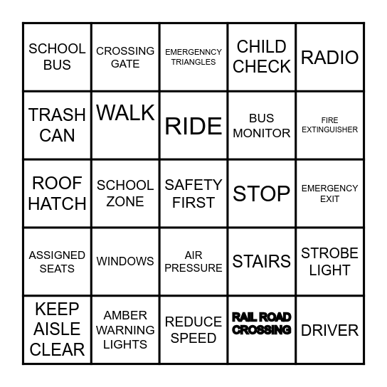 SCHOOL BUS BINGO Card