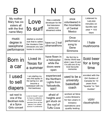 WHO AM I? Bingo Card
