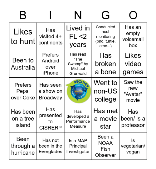 RECOVER TEAM BINGO! Bingo Card