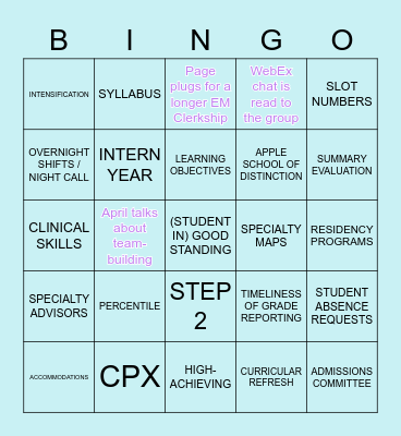 M3/M4 JANUARY RETREAT BINGO! Bingo Card