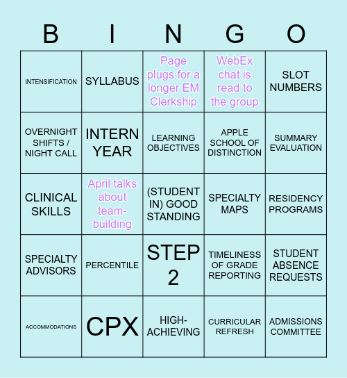 M3/M4 JANUARY RETREAT BINGO! Bingo Card