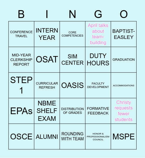 M3/M4 JANUARY RETREAT BINGO! Bingo Card