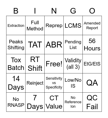 LAB LINGO Bingo Card