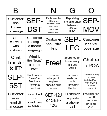 Chat Bingo! Bingo Card