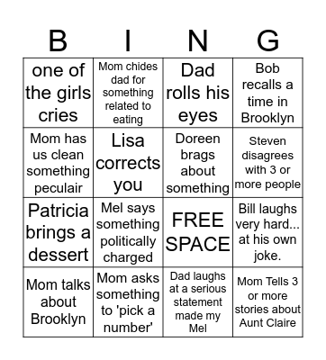 Thanksgiving Bingo Card