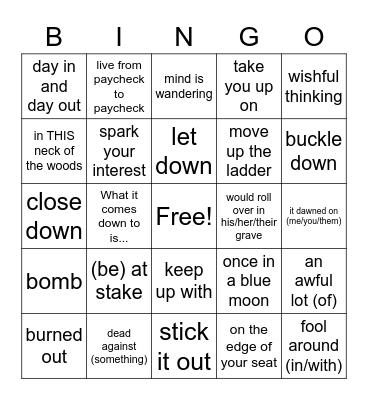 Unit 3 and 4 Bingo Card