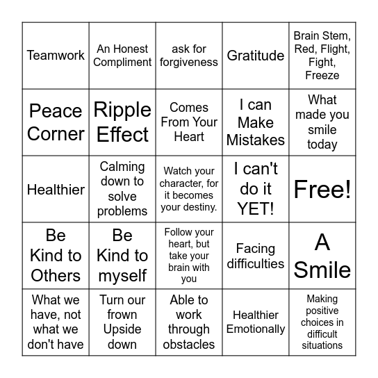 Choose Love Bingo Card