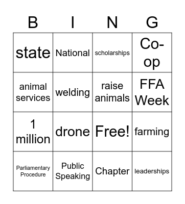 FFA Bingo Card