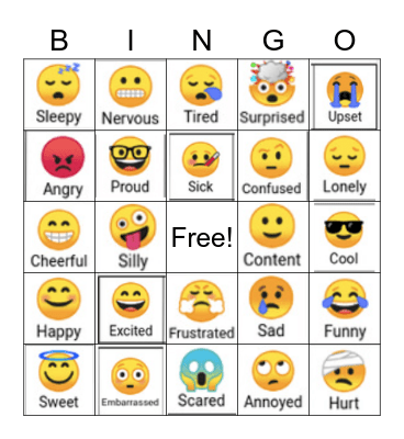 Feelings Bingo Card