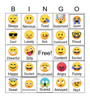 Feelings Bingo Card