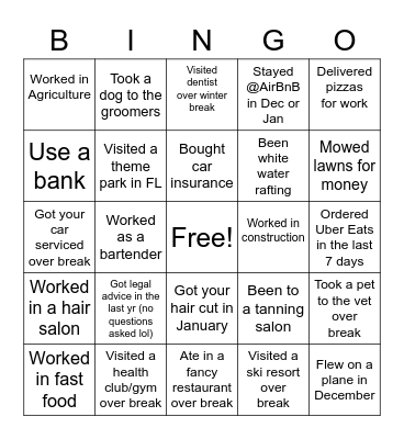 Services Marketing Bingo Card