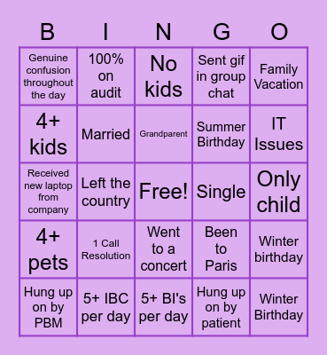 B&B BI Slayers BINGO Card