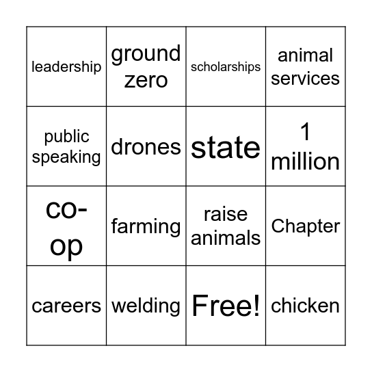 FFA Bingo Card