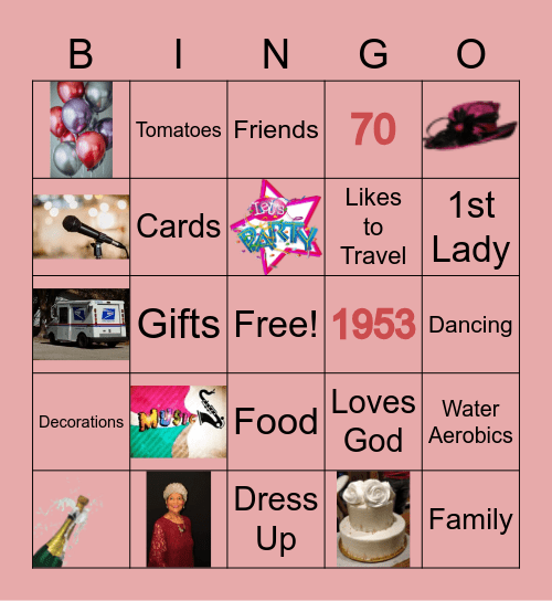 Doris' 70th Birthday Party Bingo Card