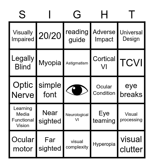 VI Bingo Card