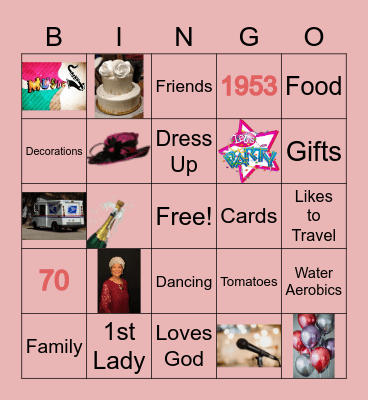 Doris' 70th Birthday Party Bingo Card