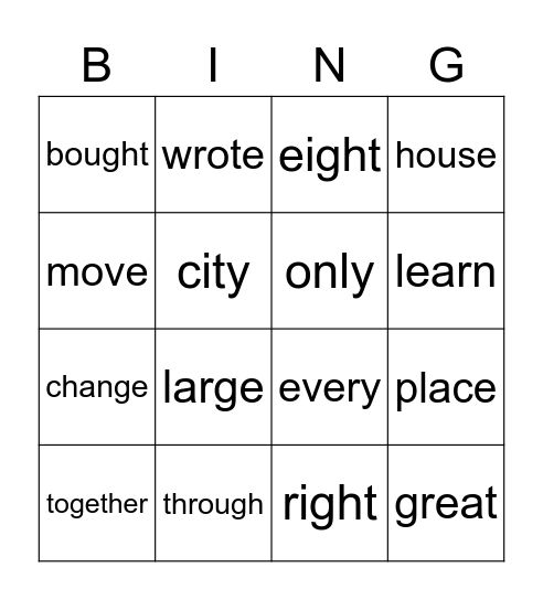 Set 3 Trick Words Weeks 1 & 2 Bingo Card
