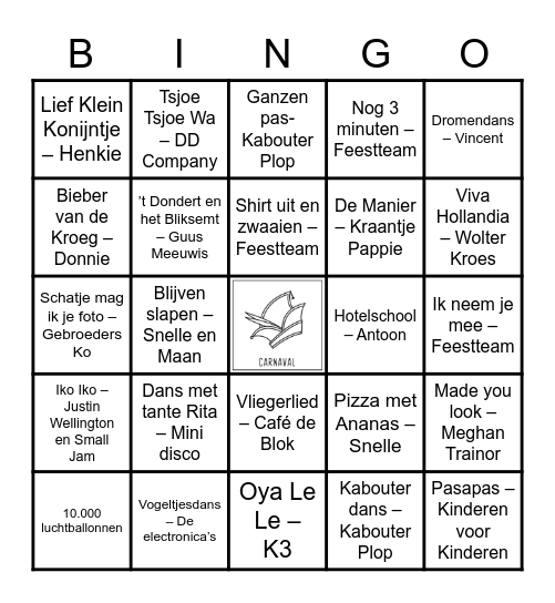 De Zotte Muziekbingo! Bingo Card