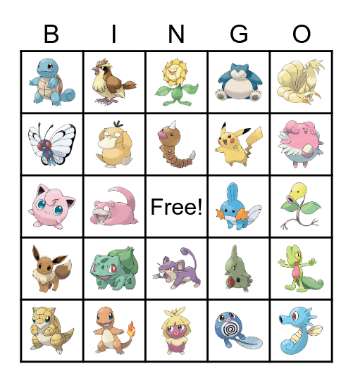 Pokémon Bingo Card