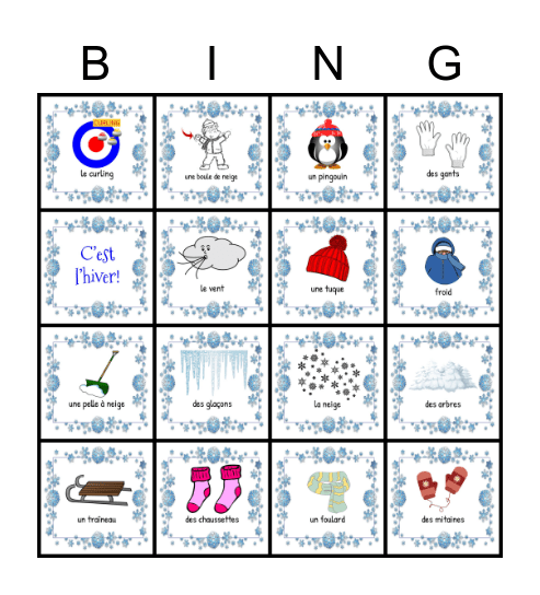 C'est l'hiver Bingo Card
